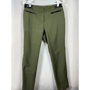 DKNYC Green Business Chino Pants Black Faux Leather Trim Office Size‎ 10